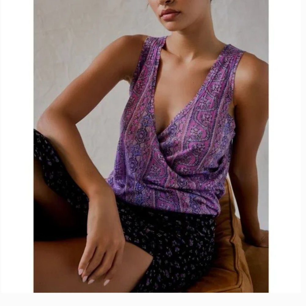 NWT FREE PEOPLE Your Twisted Tank In SUMMER BLOOM COMBO